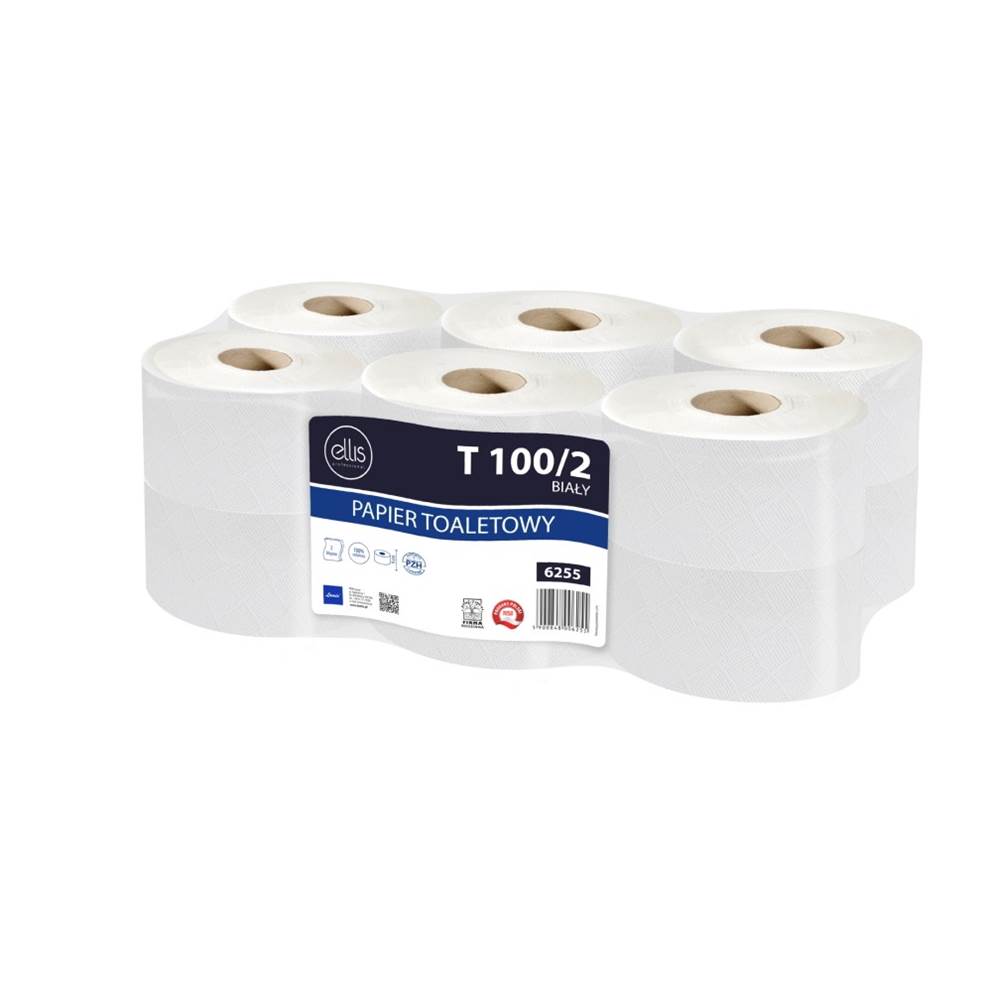Papier toaletowy 2 warstwy 90 m celuloza biały Lamix T Ellis Professional 100/2 12rolek