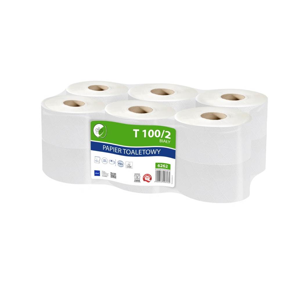 Papier toaletowy 2 warstwy 100 m makulatura ekstra biały Lamix T Ellis Ecoline 100/2 12rolek