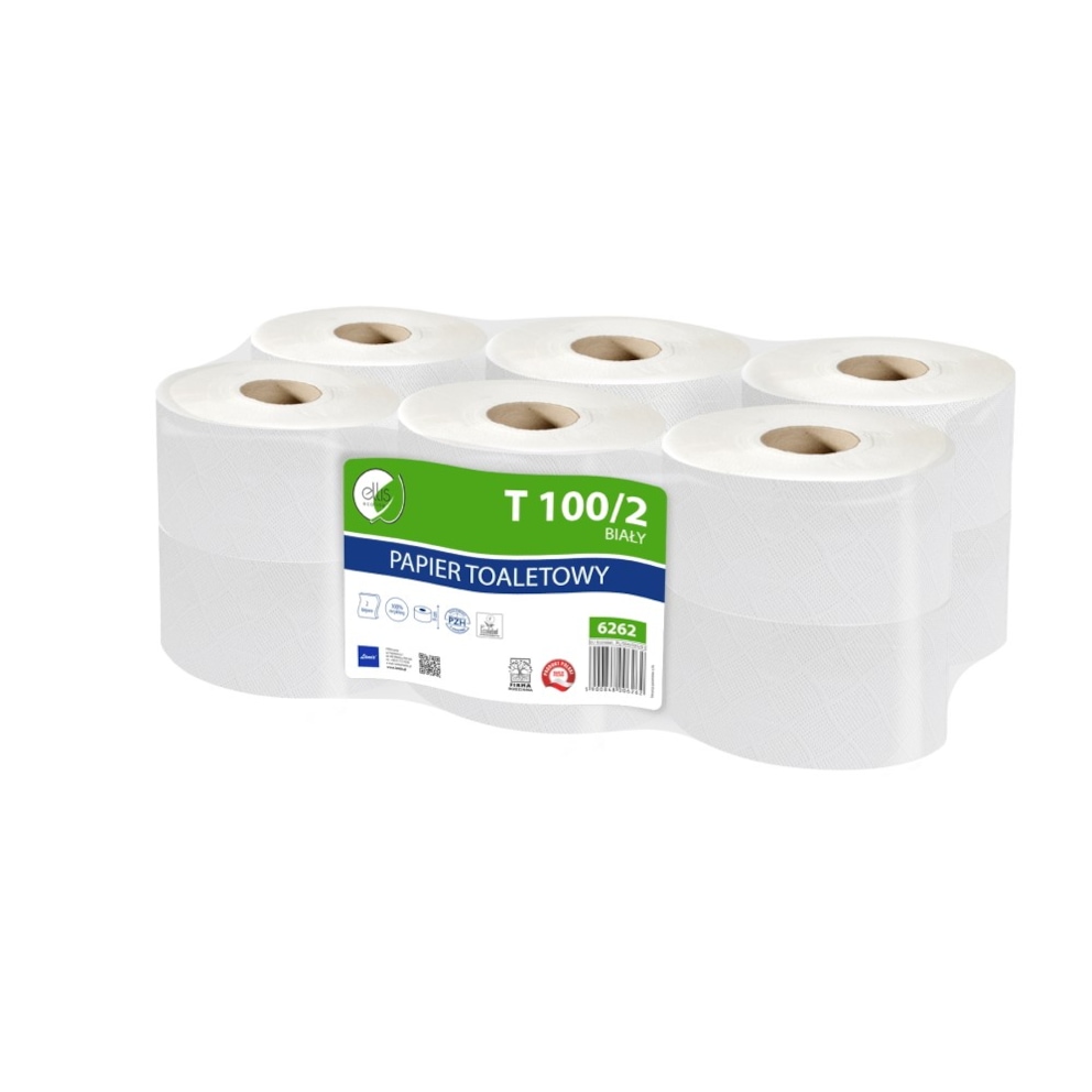 Papier toaletowy 2 warstwy 100 m makulatura ekstra biały Lamix T Ellis Ecoline 100/2 12rolek