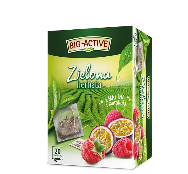 Herbata zielona owocowa malina i marakuja Big Active 20 kopertek