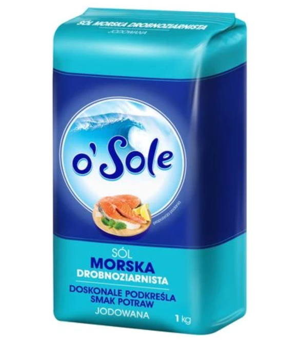 Sól morska drobnoziarnista jodowana o'Sole 1 kg