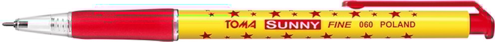 Długopisy w gwiazdki AUTOMAT SUNNY z końcówką 0,7mm, 
do pisania m.im. po drukach samokopiujących  czerwony