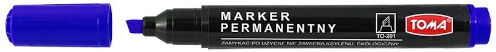 Markery permanentne, końcówka ścięta, 4 kolory  niebieski