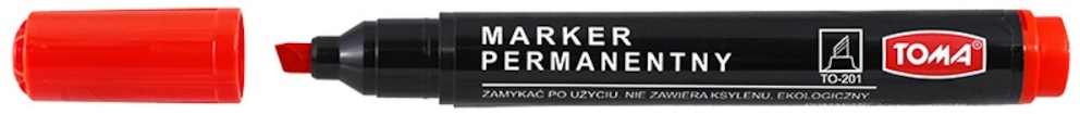 Markery permanentne, końcówka ścięta, 4 kolory  czerwony