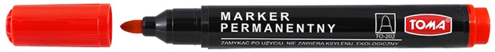 Markery permanentne, końcówka okrągła 1,5mm, 9 kolorów   czerwony