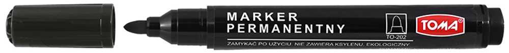 Markery permanentne, końcówka okrągła 1,5mm, 9 kolorów   czarny