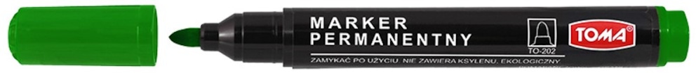 Markery permanentne, końcówka okrągła 1,5mm, 9 kolorów   zielony