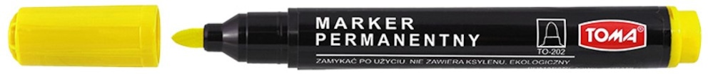 Markery permanentne, końcówka okrągła 1,5mm, 9 kolorów   żółty