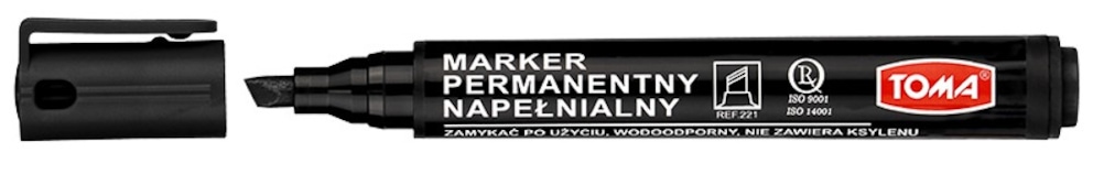 Markery permanentne napelnialne ARTLINE, końcówka ścięta,   czarny