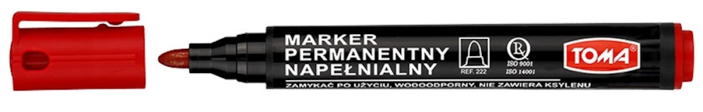 Markery permanentne napęlnialne ARTLINE, końcówka okrągła,  czerwony