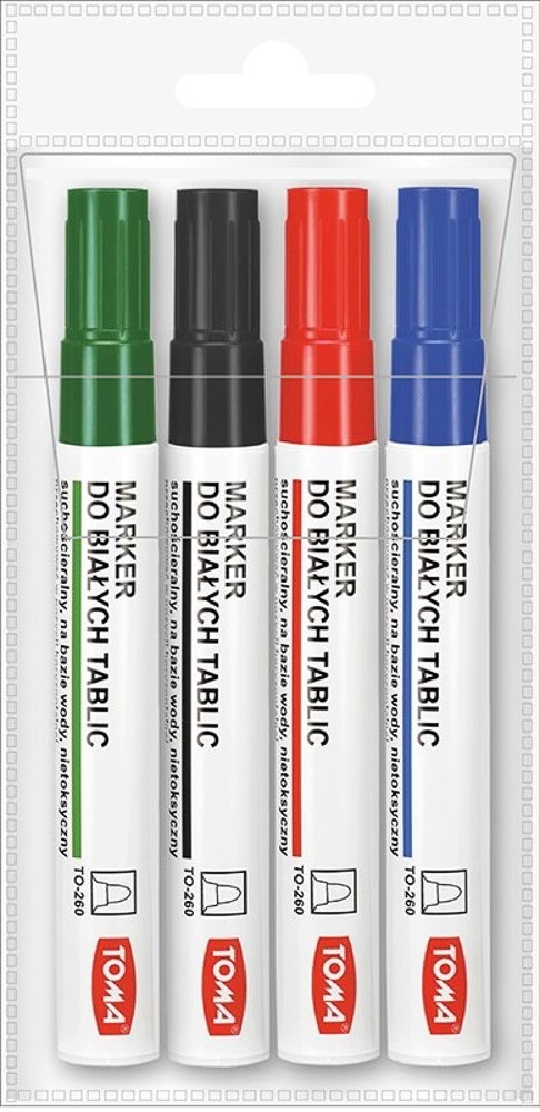 Markery do tablic suchościeralnych 4 szt. 4 kolory Toma