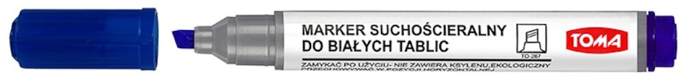 Markery do białych tablic TOMA, końcówka ścięta,  niebieski