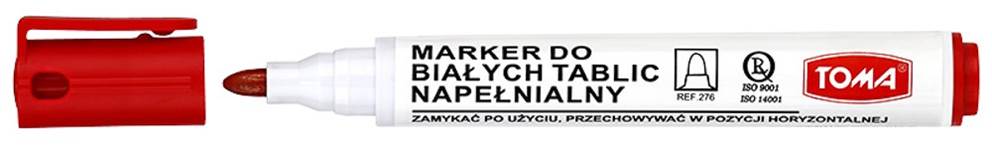 Markery do białych tablic napełnialne ARTLINE, końcówka okrągła,  czerwony