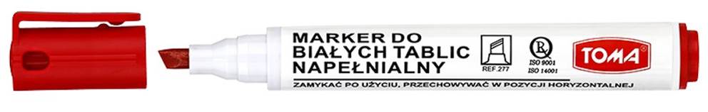 Markery do białych tablic napełnialne ARTLINE, końcówka ścięta,   czerwony