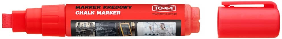 Markery kredowe, końcówka ścięta 5x8mm, 8g tuszu  czerwony