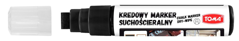 Markery kredowe ścieralne na sucho, końcówka ścięta 8x15mm, 25g tuszu  czarny