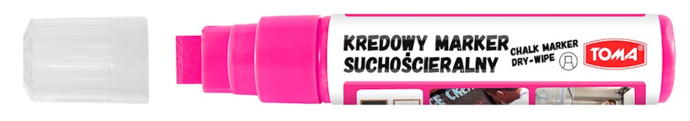 Markery kredowe ścieralne na sucho, końcówka ścięta 8x15mm, 25g tuszu  różowy