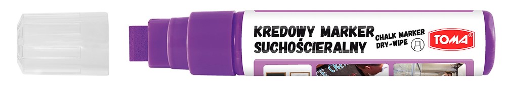 Markery kredowe ścieralne na sucho, końcówka ścięta 8x15mm, 25g tuszu  fioletowy