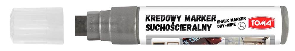 Markery kredowe ścieralne na sucho, końcówka ścięta 8x15mm, 25g tuszu  srebrny