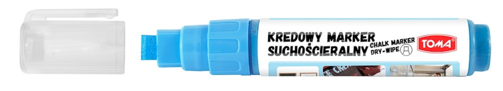 Markery kredowe ścieralne na sucho, końcówka ścięta 5x8mm, 8g tuszu  niebieski