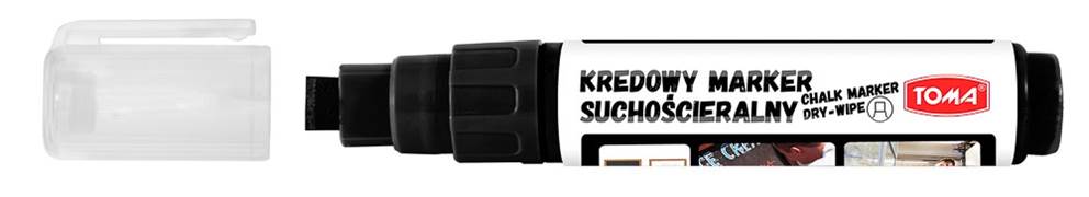 Markery kredowe ścieralne na sucho, końcówka ścięta 5x8mm, 8g tuszu  czarny