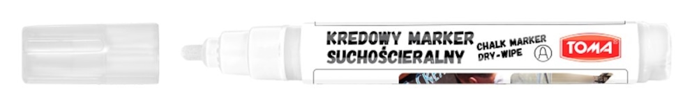 Markery kredowe ścieralne na sucho, końcówka okrągła 4,5mm, 8g tuszu  biały