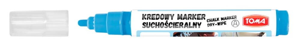 Markery kredowe ścieralne na sucho, końcówka okrągła 4,5mm, 8g tuszu  niebieski