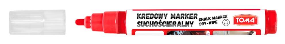 Markery kredowe ścieralne na sucho, końcówka okrągła 4,5mm, 8g tuszu  czerwony