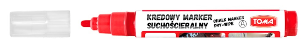 Markery kredowe ścieralne na sucho, końcówka okrągła 4,5mm, 8g tuszu  czerwony