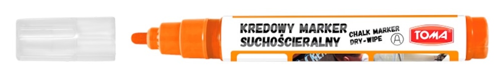 Markery kredowe ścieralne na sucho, końcówka okrągła 4,5mm, 8g tuszu  pomarańczowy