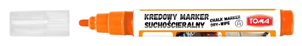 Markery kredowe ścieralne na sucho, końcówka okrągła 4,5mm, 8g tuszu  pomarańczowy