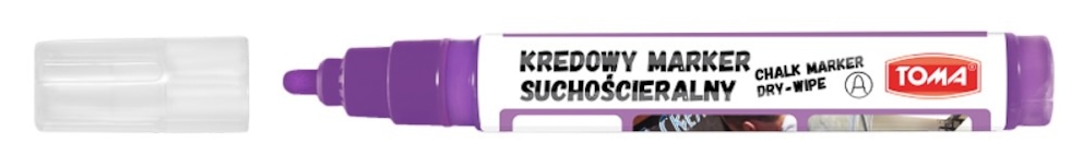 Markery kredowe ścieralne na sucho, końcówka okrągła 4,5mm, 8g tuszu  fioletowy