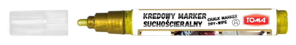 Markery kredowe ścieralne na sucho, końcówka okrągła 4,5mm, 8g tuszu  złoty