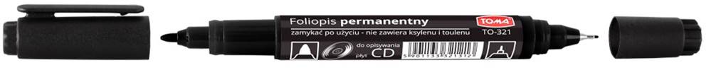 Pisaki do CD, 2-stronne, końcówki cienkie 0,5 i 0,8mm,   czarny