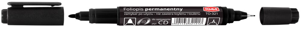 Pisaki do CD, 2-stronne, końcówki cienkie 0,5 i 0,8mm,   czarny