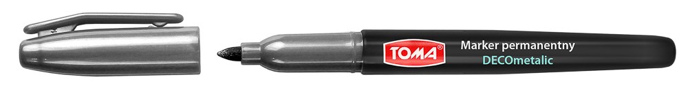Markery permanetne DECOMETALIC, 
cienka fibrowa końcówka 1,5mm, 8 kolorów metalicznych  czarny metalic