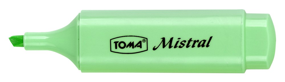 Zakreślacze tekstu MISTRAL PASTEL, płaskie, szeroka końcówka 1-5mm,  zielony