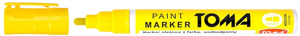 Marker olejowy, fibrowa końcówka 2,5mm,  żółty neon