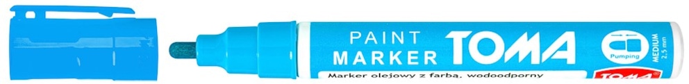 Marker olejowy, fibrowa końcówka 2,5mm,  niebieski jasny