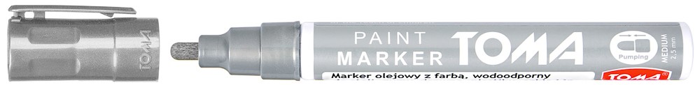 Marker olejowy, fibrowa końcówka 2,5mm,  srebrny
