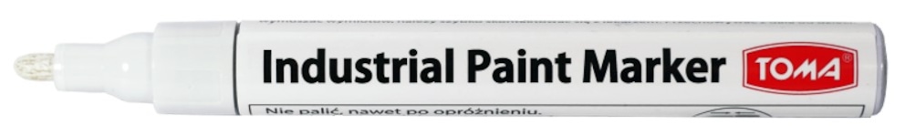 Marker olejowy przemyslowy, fibrowa końcówka 2,3mm, 8 kolorów
zawiera Xylen  biały