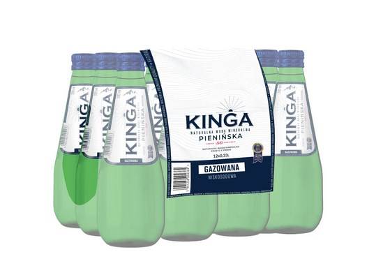 Woda mineralna gazowana Kinga Pienińska 330 ml szkło 12szt - butelki bezkaucyjne