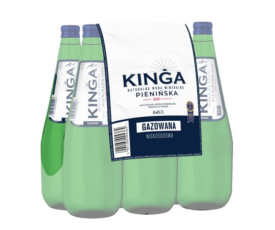 Woda mineralna gazowana Kinga Pienińska 700 ml szkło 6szt - butelki bezkaucyjne