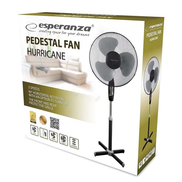 Wentylator ESPERANZA Hurricane, stojący, śr. 40cm, 50W, czarnoszary
