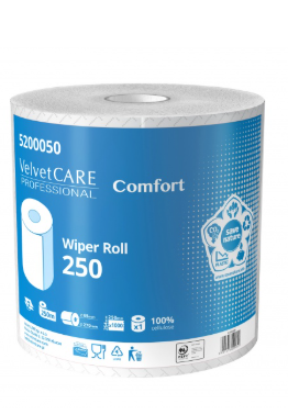 CZYŚCIWO PRZEMYSŁOWE VELVET PROFESSIONAL, 2-WARSTWOWE, 1000 LISTKÓW, 250M, 1SZT., BIAŁE