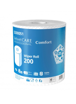 Czyściwo przemysłowe VELVET Professional, 2-warstwowe, 800 listków, 200m, 1szt., białe