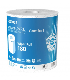 CZYŚCIWO PRZEMYSŁOWE VELVET PROFESSIONAL, 2-WARSTWOWE, 720 LISTKÓW, 180M, 1SZT., BIAŁE