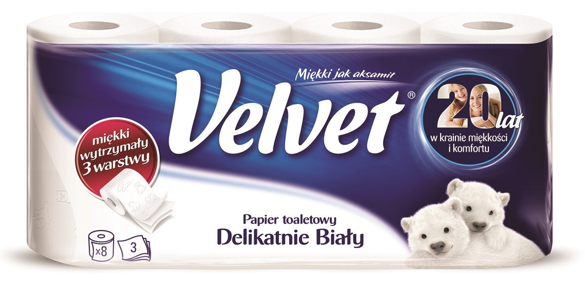 Papier toaletowy celulozowy VELVET Edycja Specjalna, 3-warstwowy, 150 listki, 8szt., biały