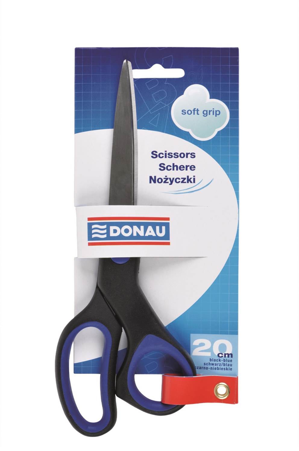 Nożyczki biurowe DONAU Soft Grip, 20cm, niebieskie