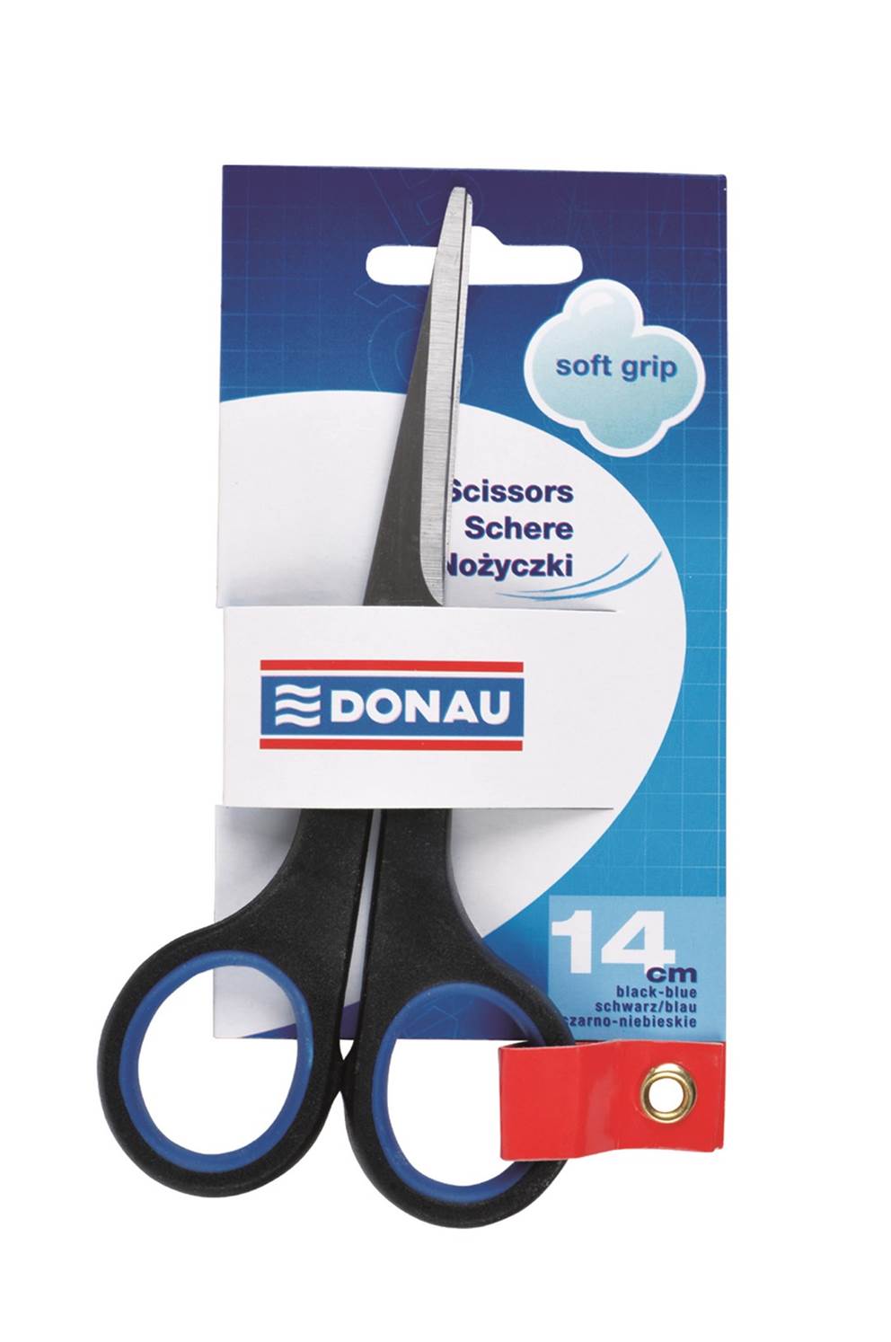Nożyczki biurowe DONAU Soft Grip, 14cm, niebieskie